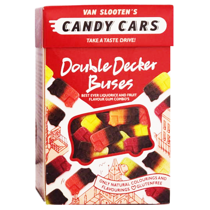 Karkkiautot "Double Decker Buses" 225g - 63% alennus