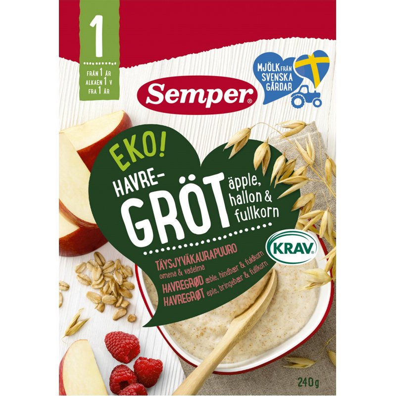 Kaurapuuro, Vadelma, Omena & Täysjyvä 240g - 23% alennus