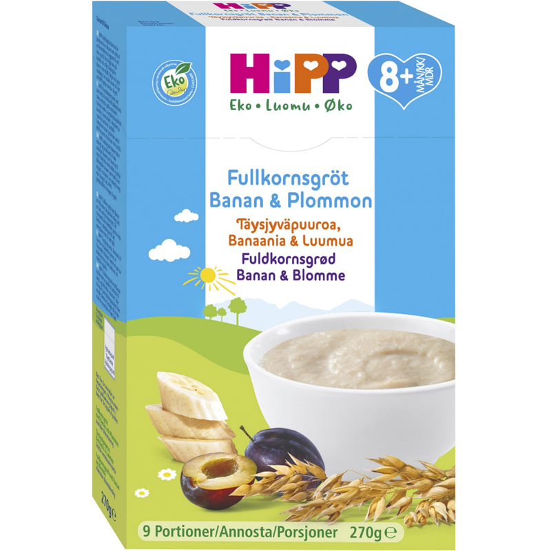 Luomu Täysjyväpuuroa, Banaania & Luumua 270g - 37% alennus
