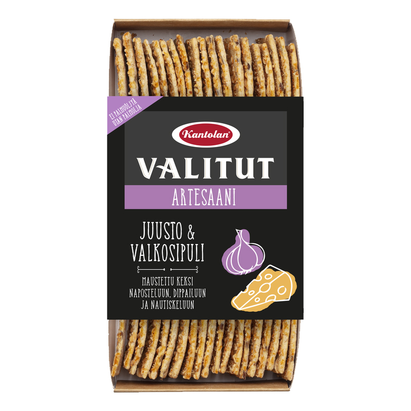 Suolakeksit Juusto & Valkosipuli - 27% alennus