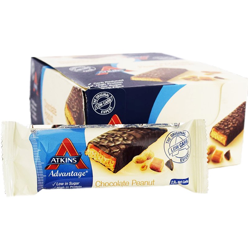 Laatikollinen ateriapatukoita "Choco, Peanut & Caramel" 16 x 60 g - 58% alennus