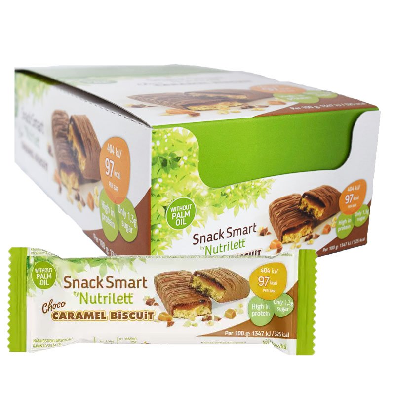 Laatikollinen välipalapatukoita "Choco Caramel Biscuit" 28 x 30 g - 50% alennus