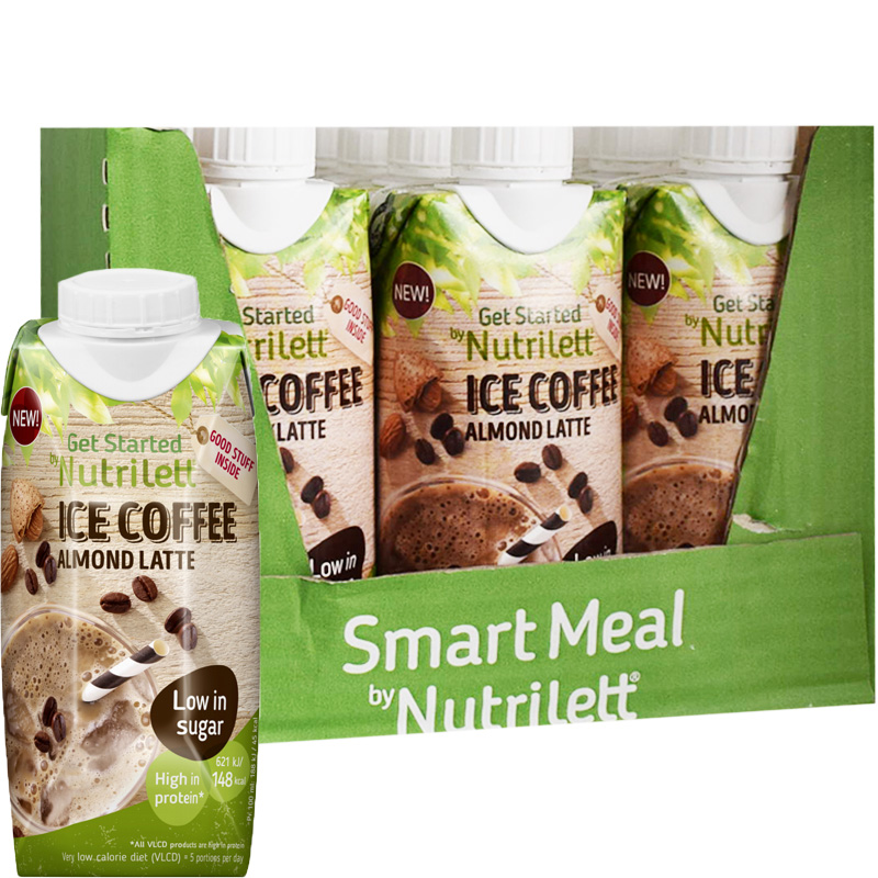 Laatikollinen Ateriankorvikkeita"Ice Coffee Almond Latte" 12 x 330ml - 58% alennus