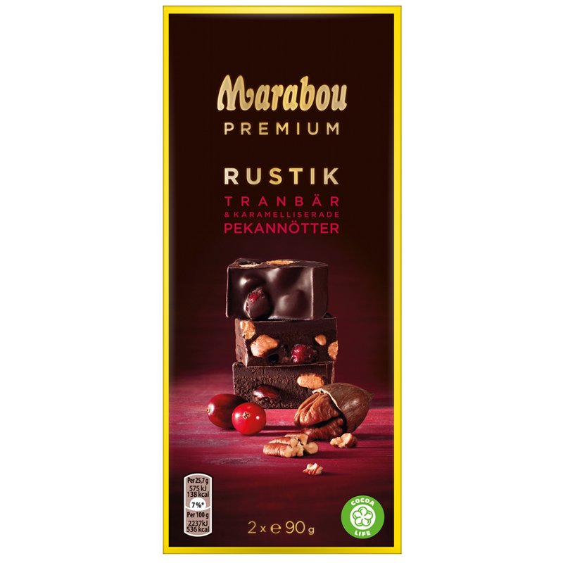 Tumma Suklaa "Karpalo & Pekaanipähkinä" 2 x 90g - 19% alennus