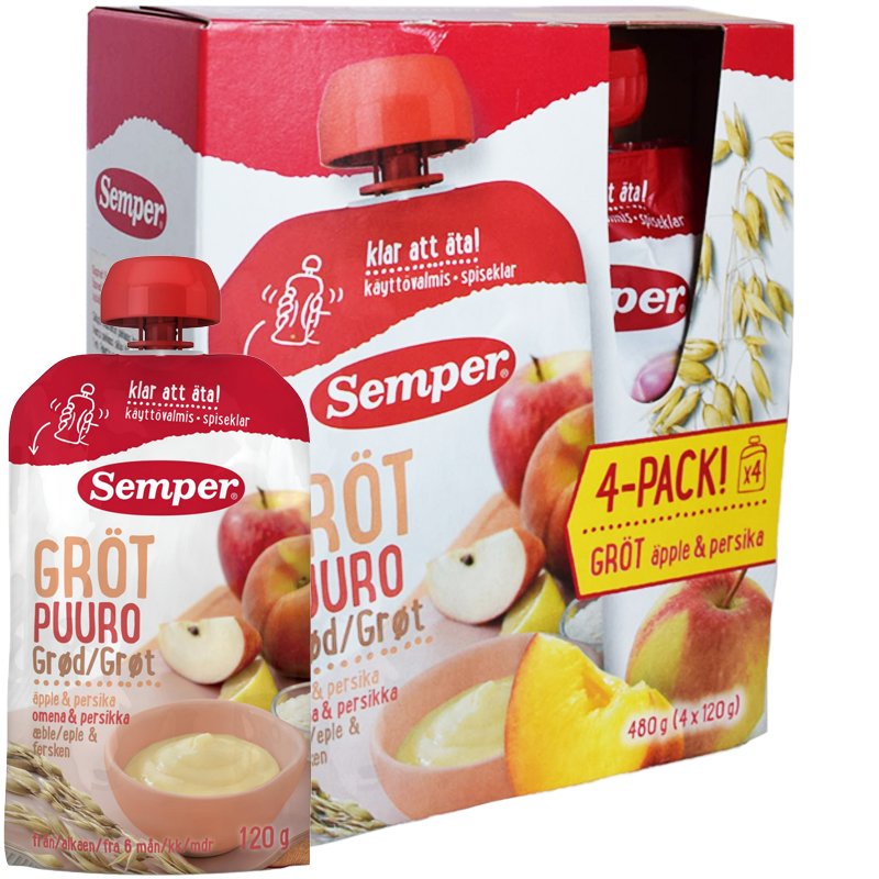 Lastenpuuro Omenaa & Persikkaa 4 x 120g - 30% alennus