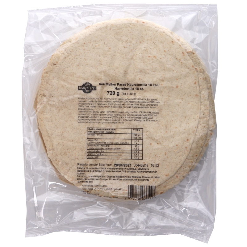 Kauratortillat 18kpl - 24% alennus