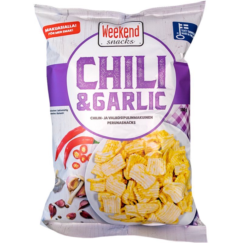 Perunasnacks Chili & Garlic - 22% alennus