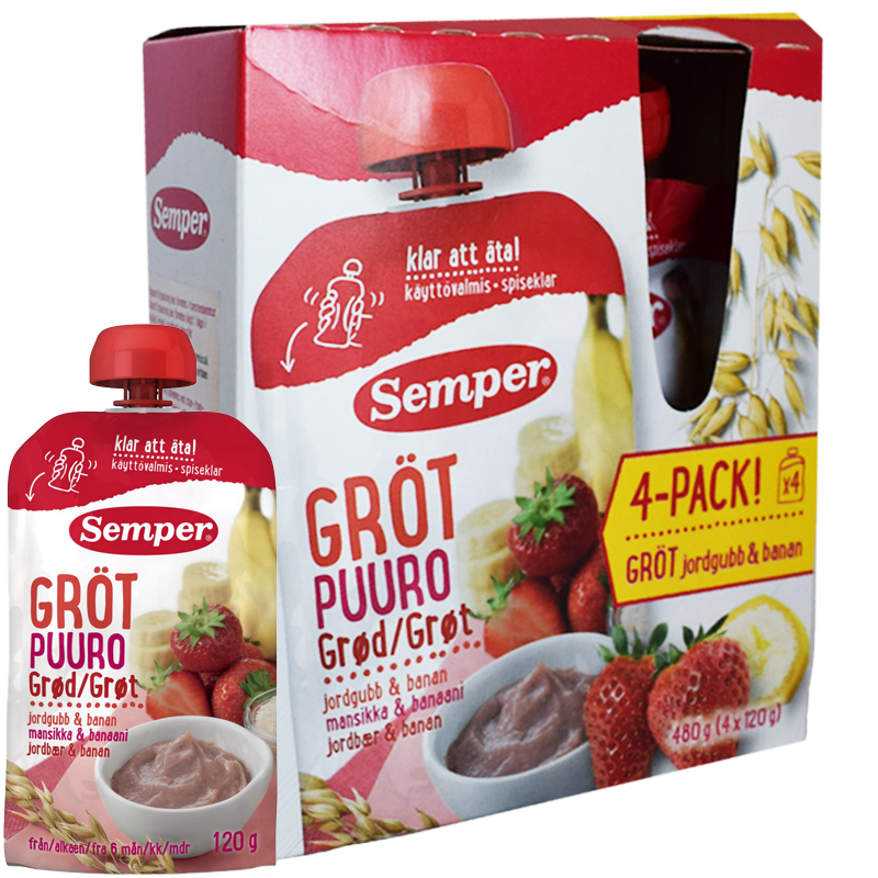 4-pack Puuro Mansikka & Banaani - 30% alennus